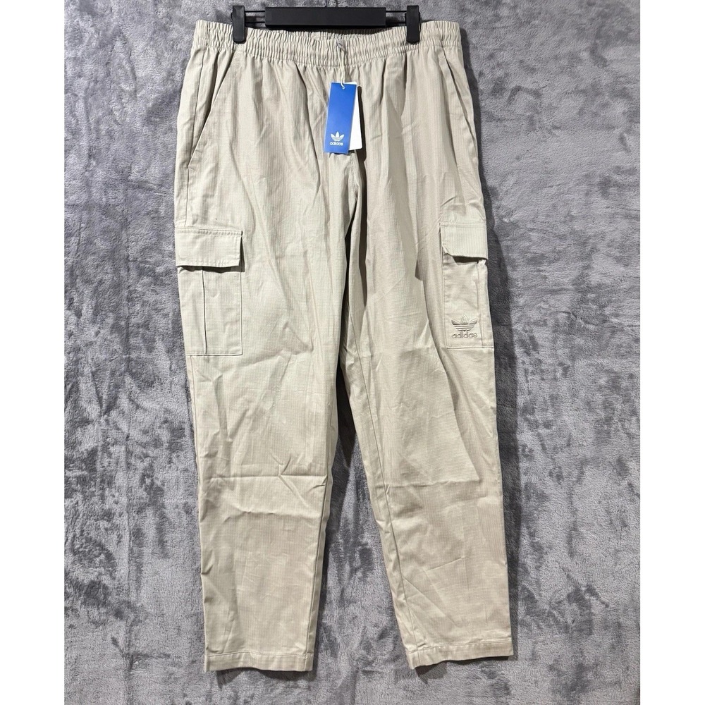 Adidas Originals Woven Cargo Pants Beige 100% Cotton IW0955 Mens Size Large NEW